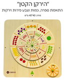 הירקן הקטן - לוח קיר התאמת ספרה כמות וצבע פירות וירקות