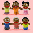 בובות כפפה פה נפתח - משפחה כהה סט 6 י״ח