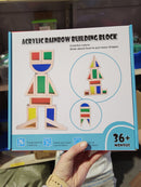 סט 20 קוביות עץ בינוניות שקוף צבעוני