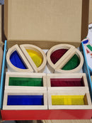 סט 20 קוביות עץ בינוניות שקוף צבעוני